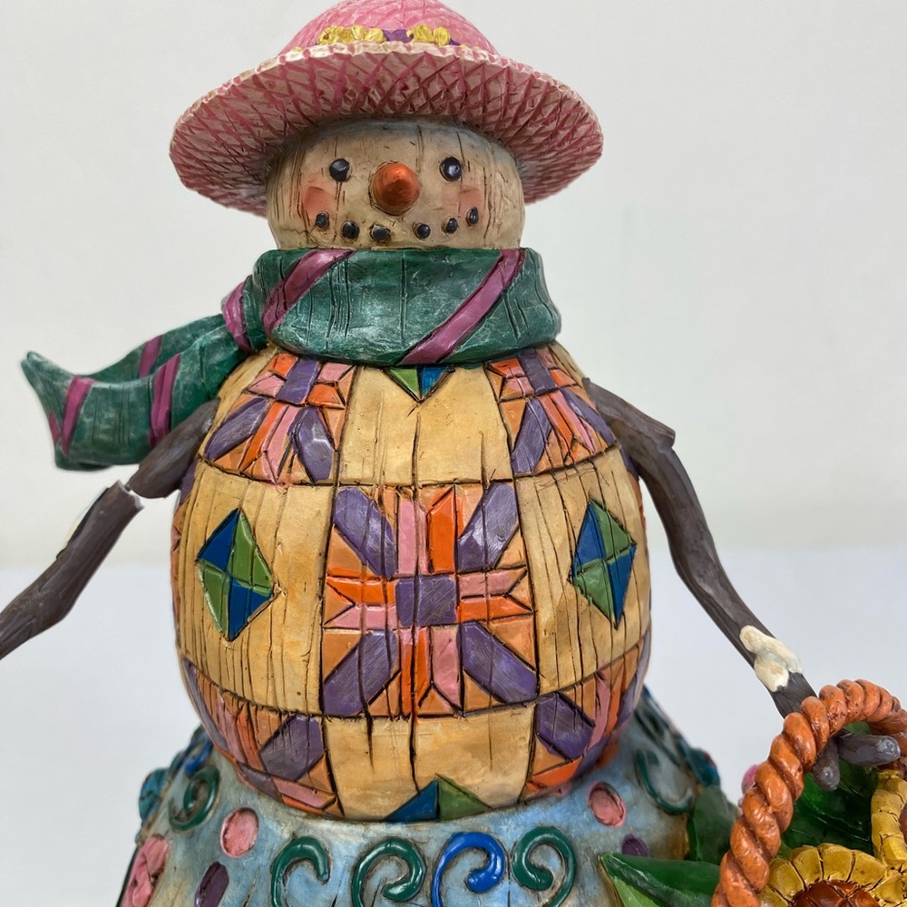 Jim Shore Pink, Green, Purple, Orange Snowman Figurine